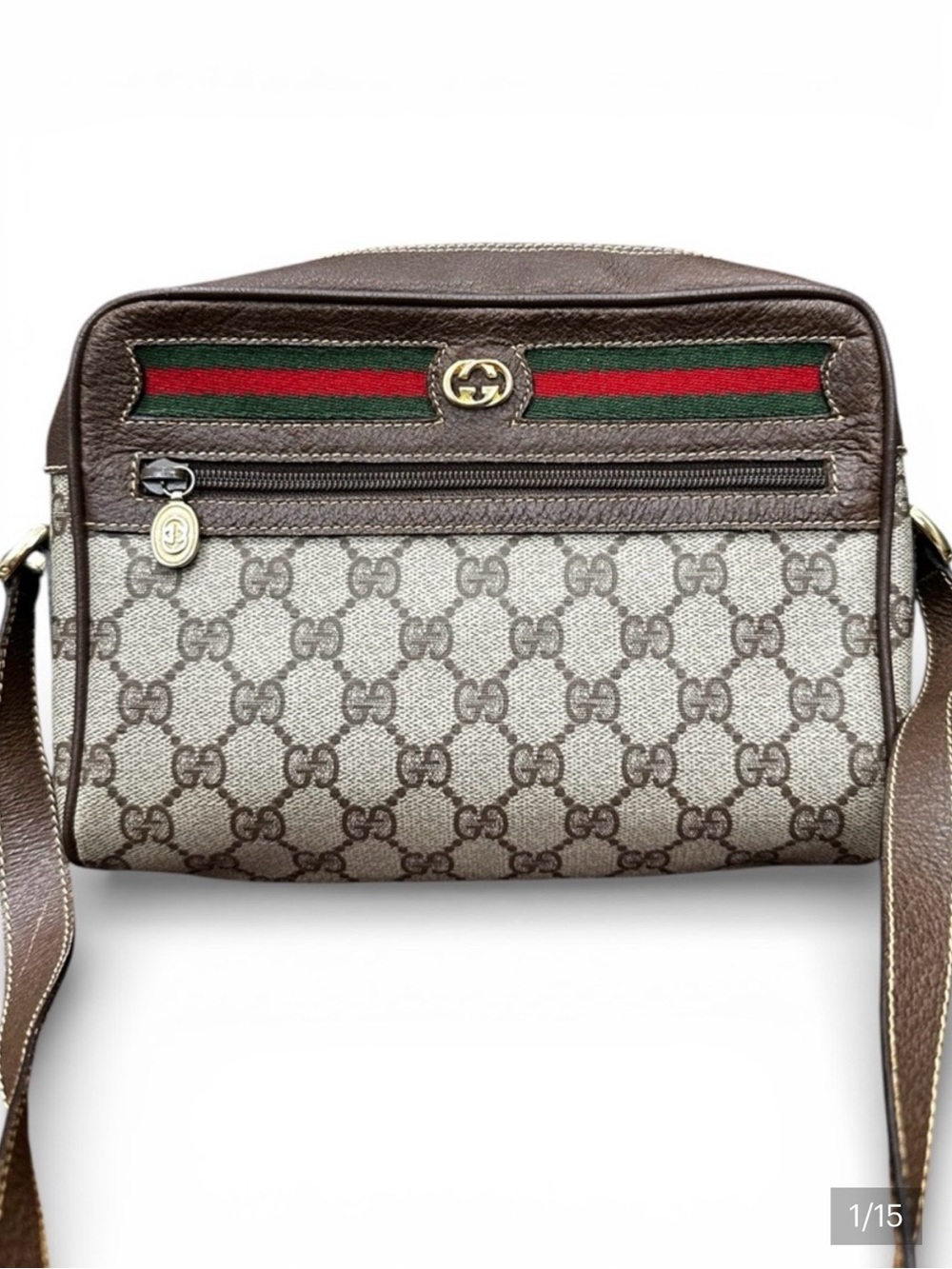 Vintage Gucci GG Supreme Web Stripe Crossbody Bag